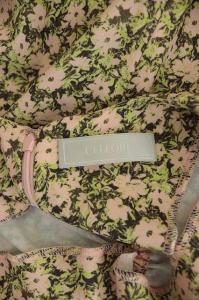 CELFORD 20SS 小花柄 プリント ワンピース 五分袖 フレア ロング Vネック 36 ピンク 緑 グリーン