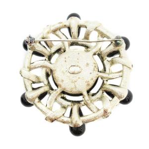 CHANEL 18A ブローチ 舵デザイン マリン CCロゴ ココマーク ラインストーン ブラック シャンパンゴールド
