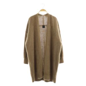 20AW ラクーンファーニット カーディガン 長袖 ロング ノーボタン F 茶