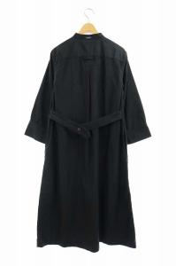 MHL. 19AW バンドカラーワンピース 長袖 ロング フレア 1 黒 ブラック