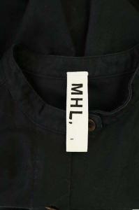 MHL. 19AW バンドカラーワンピース 長袖 ロング フレア 1 黒 ブラック