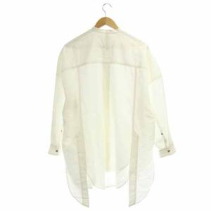 nagonstans 21SS Cotton/Linen タッサー オーバーShirt シャツ 長袖 デザイン 前開き 38 白 ホワイト