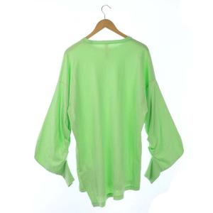 nagonstans 21SS カットソー チュニック コットンジャージ 袖タック ロンT オーバーサイズ 長袖 38 グリーン 黄緑