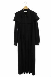 21SS ストレッチツイル BLOUSE DRESS ワンピース 長袖 マキシ丈 黒 ブラック