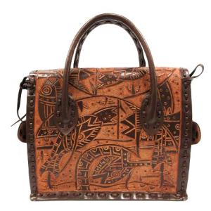 CARVING TRIBES マエストラS カービングバッグ ハンドバッグ レザー 茶 ブラウン