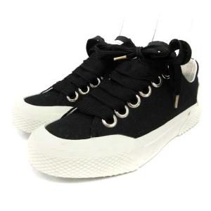 Sergio Rossi スニーカー ローカット キャンバス ロゴ 34.5 21.5cm 黒 ブラック