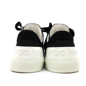 Sergio Rossi スニーカー ローカット キャンバス ロゴ 34.5 21.5cm 黒 ブラック