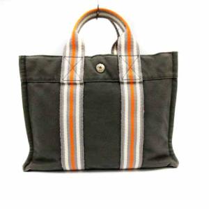 HERMES 2001年銀座限定 フールトゥ PM トートバッグ グレー オレンジ