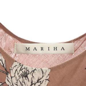 MARIHA 花柄 フレンチスリーブ ワンピース ロング 茶 ブラウン