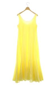 MARIHA バックプリーツマキシワンピース ノースリーブ ロング 黄 イエロー