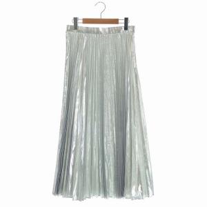 20AW メタリック プリーツスカート ロング 38 シルバー