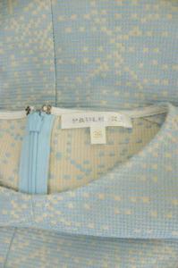 PAULE KA ノースリーブ総刺繍ワンピース ミモレ丈 タイト 36 ライトブルー アイボリー 水色