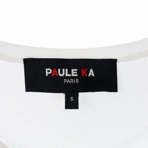 PAULE KA カットワークニットワンピース 長袖 ひざ丈 フレア プルオーバー S 白 ホワイト