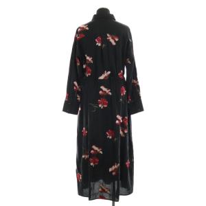 GRACE CONTINENTAL 19AW 刺繍シャツワンピース ロング 長袖 36 黒 赤 オフホワイト ブラック レッド