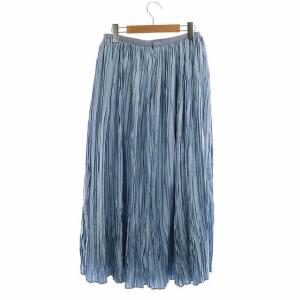 Drawer 21SS ランダムプリーツスカート ロング サテン 36 ブルー