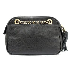 TORY BURCH ショルダーバッグ ハンドバッグ チェーン レザー ロゴ型押し 黒 ブラック