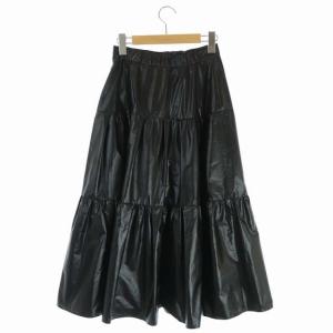 Grace Class 20SS シャイニーティアードスカート ロング フレア 36 黒 ブラック