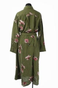 GRACE CONTINENTAL 19AW 花柄刺繍シャツワンピース 長袖 ロング ベルト付き 36 緑 カーキ