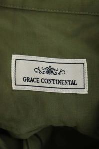 GRACE CONTINENTAL 19AW 花柄刺繍シャツワンピース 長袖 ロング ベルト付き 36 緑 カーキ