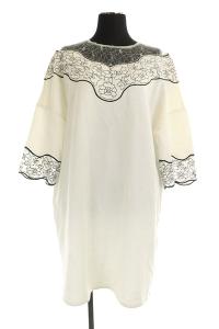 19AW 花柄レース切り替えワンピース ホワイト