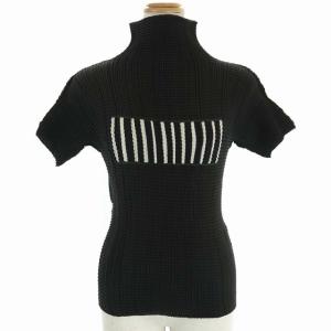 半袖プリーツブラウス M ブラック