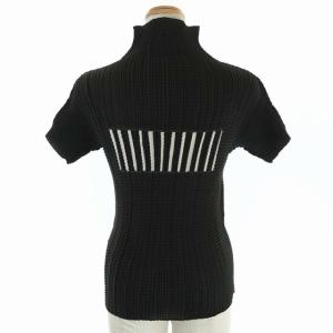 ISSEY MIYAKE 半袖プリーツブラウス M ブラック
