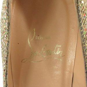 Christian Louboutin パンプス プレーントゥ グリッター 35 22cm ゴールド