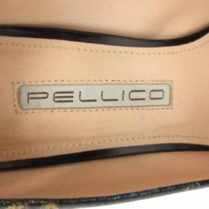PELLICO パンプス グリッター ポインテッドトゥ 総柄 レザー ブラック ゴールド色