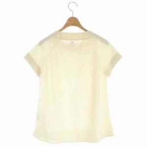 HERMES Hロゴチャーム付きカシミヤハーフスリーブニット セーター 42 アイボリー