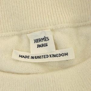 HERMES Hロゴチャーム付きカシミヤハーフスリーブニット セーター 42 アイボリー
