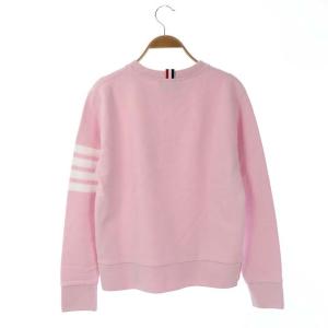 THOM BROWNE クラシック ライン入りスウェット プルオーバー トレーナー 長袖 42 ピンク 白 ホワイト