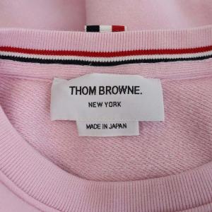 THOM BROWNE クラシック ライン入りスウェット プルオーバー トレーナー 長袖 42 ピンク 白 ホワイト