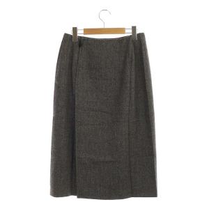HERMES マルジェラ期 ウールカシミヤ ヘリンボーン スカート 38 ブラック