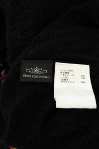 GRACE CONTINENTAL 21SS ニットワンピース セミフレア レース 花柄刺繍 Vネック 36 ブラック