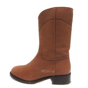 G26068 ミドルブーツ ヌバックレザー ローヒール ココマーク 23.5cm ブラウン