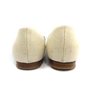 PELLICO ANELLI パンプス フラットシューズ ポインテッドトゥ キャンバス アイボリー