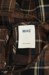 Ron Herman チェック柄ノースリーブワンピース ロング フレア リボンベルト S 茶 ブラウン