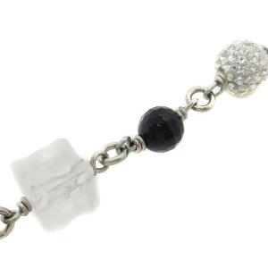 CHANEL ロングネックレス ココマーク ストーン ブラック シルバー B10A