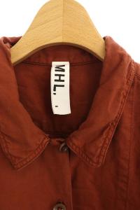 MHL. シャツワンピース ロング 長袖 リネン混 2 赤 茶 テラコッタ