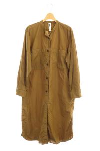 GARMENT DYE BASIC POPLIN バンドカラーシャツワンピース 2 ブラウン