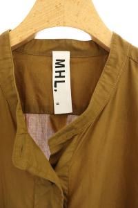 MHL. GARMENT DYE BASIC POPLIN バンドカラーシャツワンピース 2 ブラウン