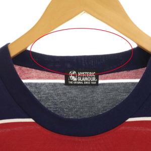HYSTERIC GLAMOUR 19SS LOGO SCRATCH刺繍ボーダーTシャツ F レッド