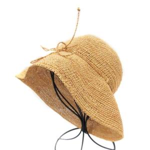 リボンストローハット ベージュ