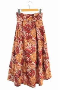 GRACE CONTINENTAL ハイビスカスジャガードスカート 36 アイボリー