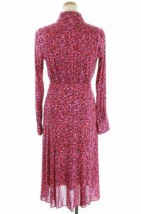 DIANE von FURSTENBERG Andi Mesh Shirt Dress シャツドレス ワンピース インナー付き ロング 総柄 長袖 XS ピンク レッド