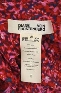 DIANE von FURSTENBERG Andi Mesh Shirt Dress シャツドレス ワンピース インナー付き ロング 総柄 長袖 XS ピンク レッド