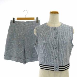 セットアップ ツイードベスト ショートパンツ 38 サックスブルー