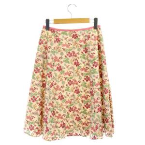 TOCCA × LIBERTY 21SS 洗える WOODHAM EMB ウッドハム エンブ スカート 花柄刺繍 フレア ひざ丈 0 ピンクベージュ