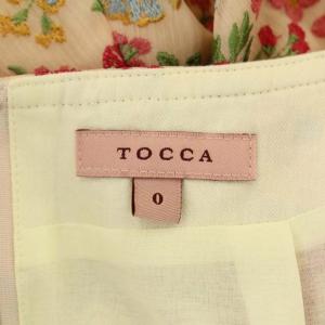 TOCCA × LIBERTY 21SS 洗える WOODHAM EMB ウッドハム エンブ スカート 花柄刺繍 フレア ひざ丈 0 ピンクベージュ