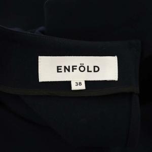ENFOLD 20SS ダブルクロスコンビドレスワンピース ロング 切替 長袖 38 濃紺 水色 ダークネイビー ライトブルー